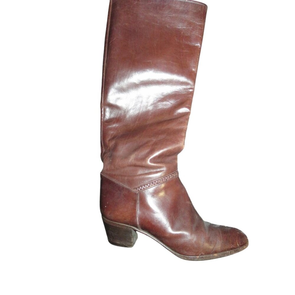 Vintage Celine Italian Leather Riding Boots in Cognac Brown Women's sz 6 Eur 36 - Picture 5 of 11